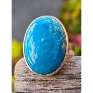 Modernist WK Whitney Kelly Sterling Silver Sleeping Beauty Turquoise Ring, 5.5